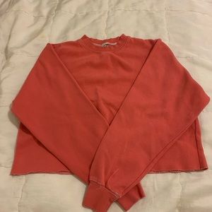red cropped sweatshirt